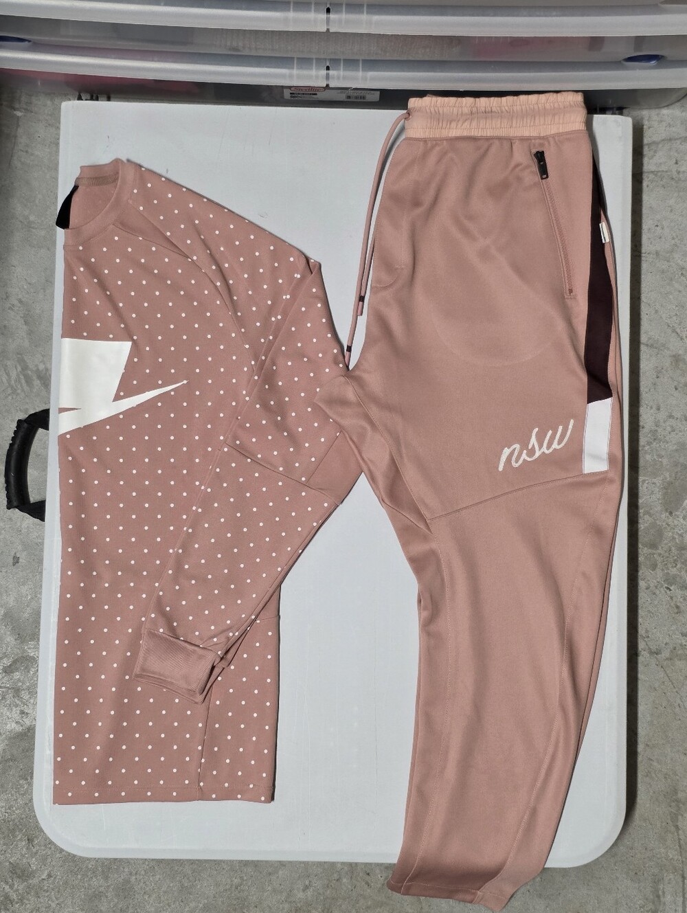 Nike NSW Polka Dot 2-Piece Tracksuit Set Top Sz M / Bottoms Sz L
